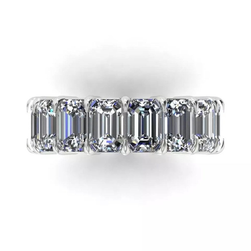 Emerald Cut Eternity Wedding Band Ring VVS Diamond